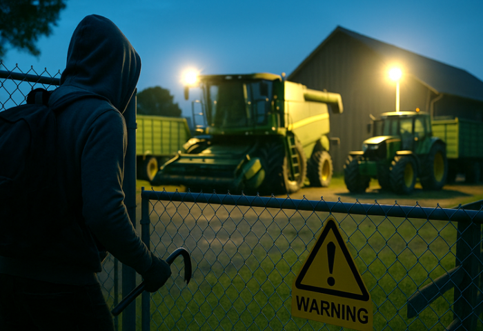 Einbrecher nähert sich Landwirtschaft